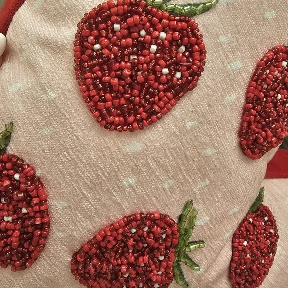 cupcakes & cashmere Heart Pillow with Red and Pink Strawberries - Picture 2 of 5